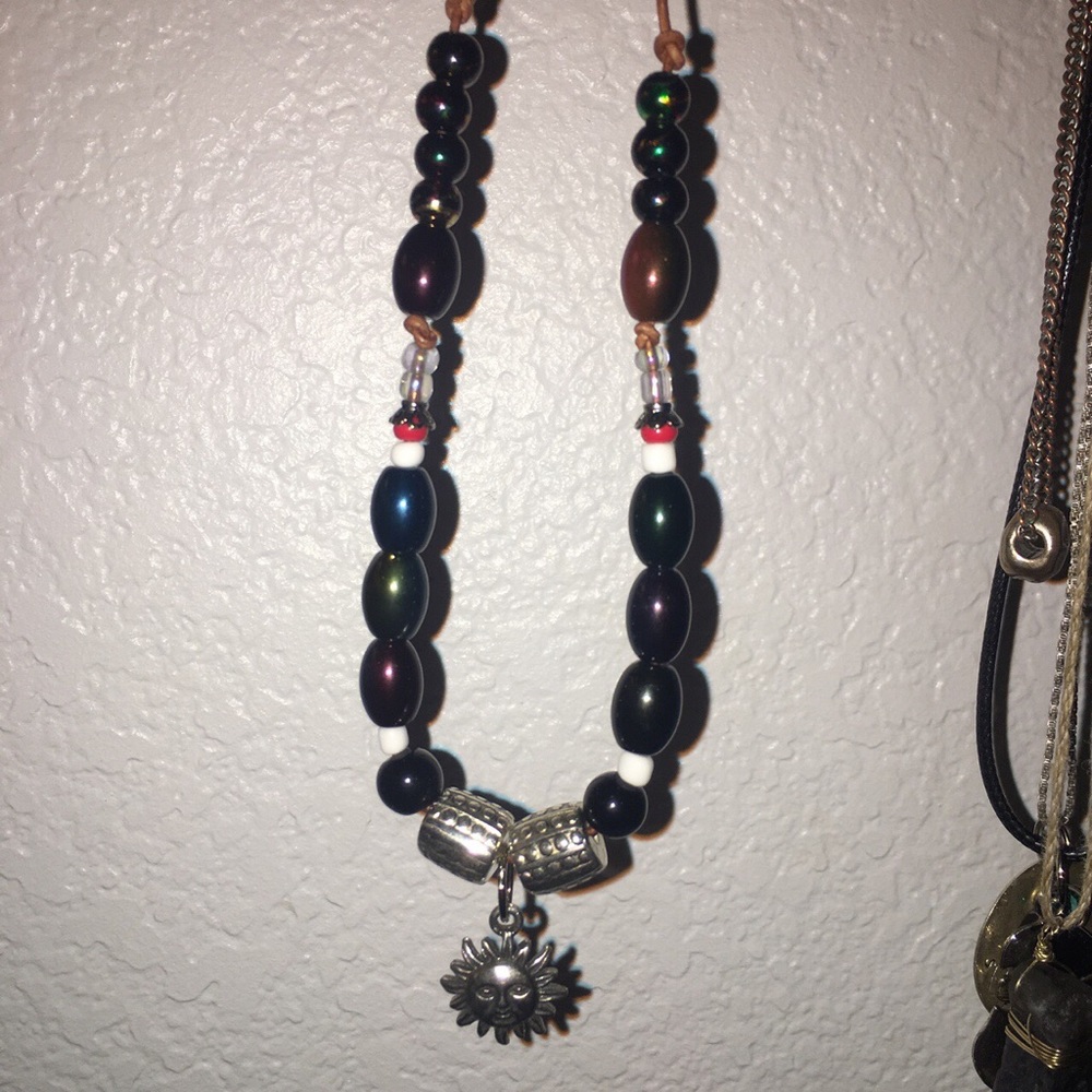 Silver Sun Beaded Necklace